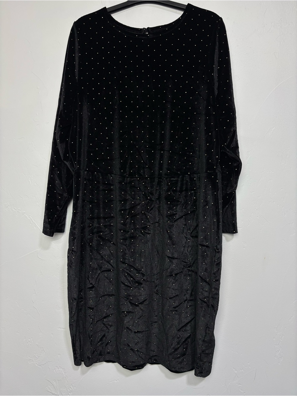 Torrid Women's Plus Size 2 Black Velvet Studded Polka Dot Sheath Dress 2X Party